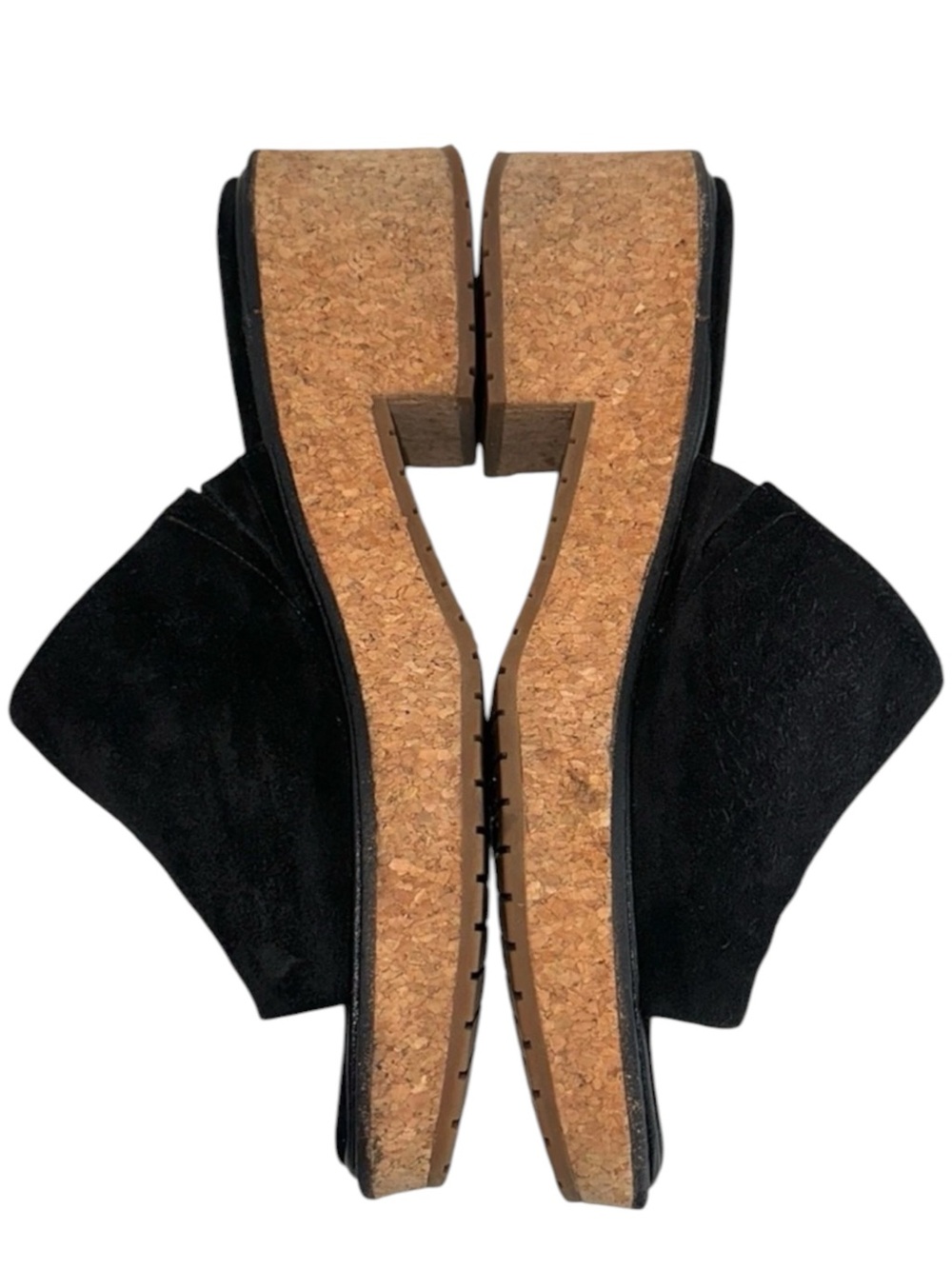 Vince Maddy-B Black Suede Cork Platform Slide Sandals Size 8.5 - Picture 5 of 14